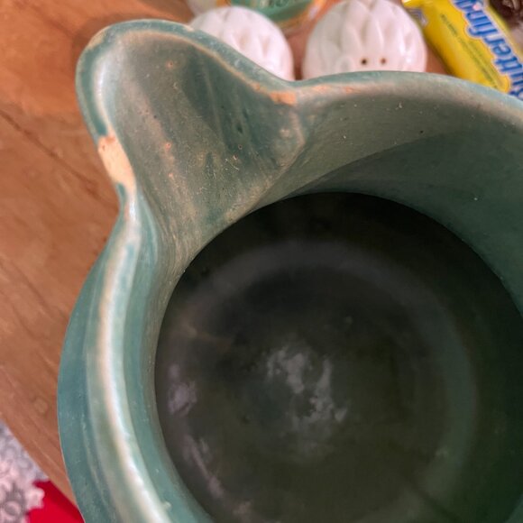 Vintage Moss Green McCoy Pottery Pitcher - Picture 2 of 5